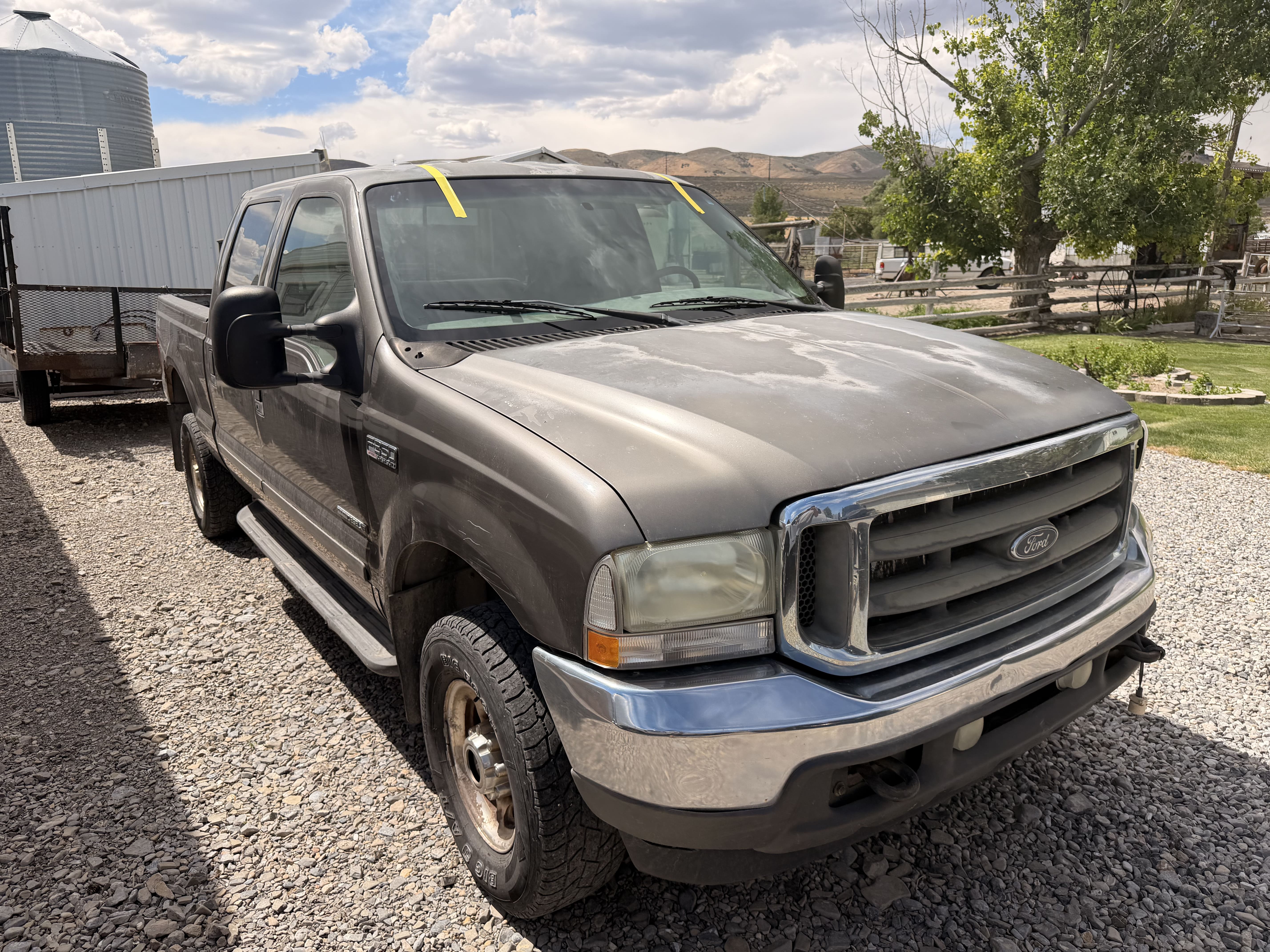 Work truck outdoors with windshield installation markers